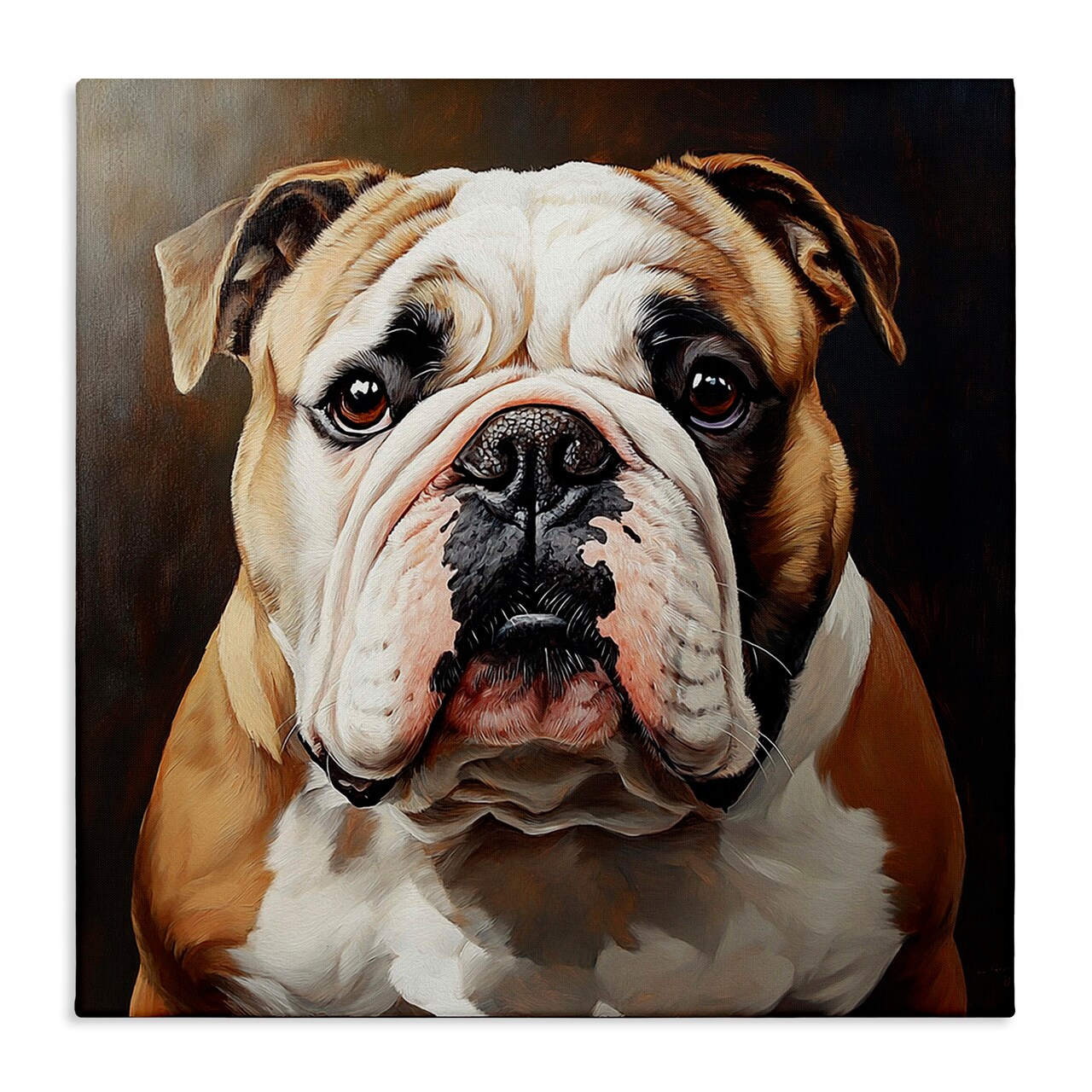 Stupell Industries Stoic Bulldog Portrait Canvas Design by Tom Crehan